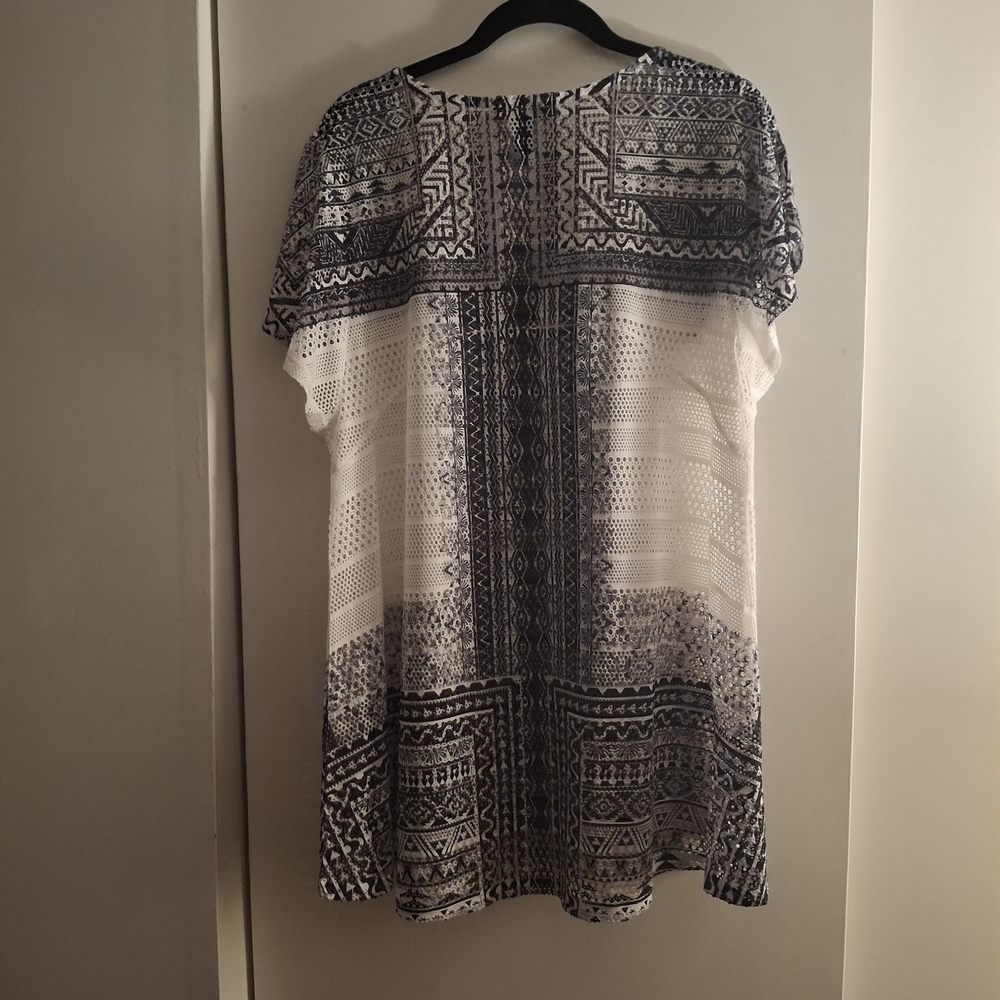 Style & Co. Women's Black and White Sheer Boho Tunic - Picture 2 of 6